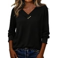 thumbnail image 1 of CONZONE Womens Summer T-Shirts 3/4 Sleeve T Shirts for Women Casual V Neck Solid Color Lightweight Tees Soft Cozy Dailywear, 1 of 4