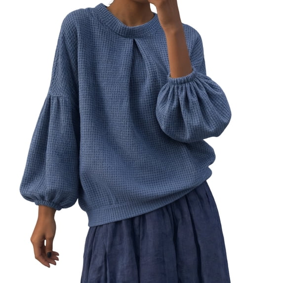 CONZONE Womens Sweatshirts Puff Sleeve Knit Tops for Women Fall Winter Pullover Clothes