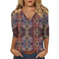thumbnail image 1 of CONZONE Womens T-Shirts 3/4 Sleeve T Shirts for Women Casual V Neck Floral Graphic Lightweight Tees Soft Cozy Athletic Tops, 1 of 4