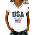 thumbnail image 1 of CONZONE Womens Usa 250Th Anniversary T-Shirts Short Sleeve Independence Day T Shirts for Women Casual V Neck Patriotic Usa Letter Graphic Lightweight Tees Soft Cozy Dailywear, 1 of 4