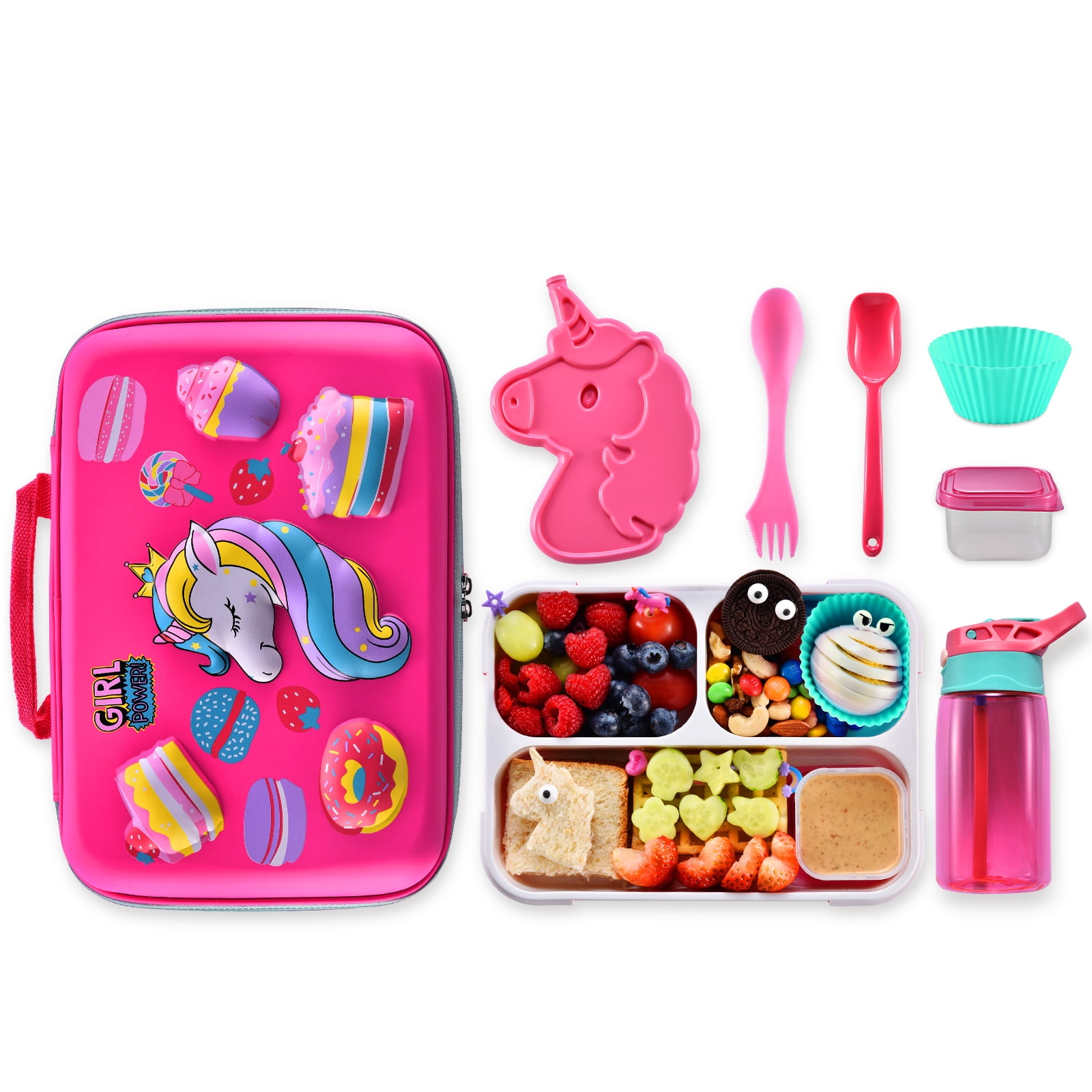 Unicorn Bento Lunch Box for Girls Toddlers, 5 Portion Control Sections, BPA  Free Removable Plastic Tray, Pre-School Kid Toddler Girl Daycare Lunches