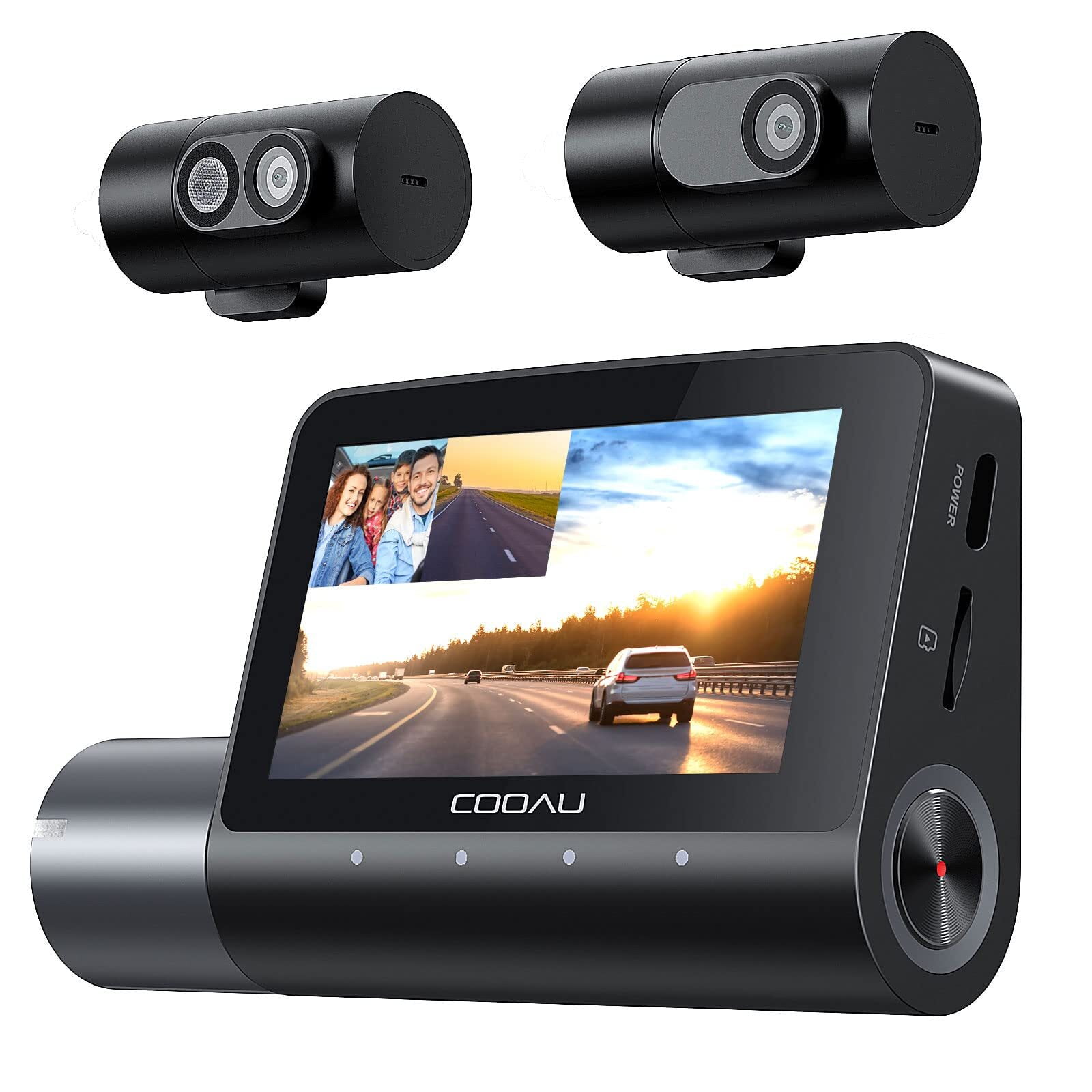 COOAU 3 Channel Dash Cam WiFi, 2.5K+1080P+1080P Front and Rear Inside, Dash  Camera for Cars Wireless, GPS, 24 Hour Parking Mode 