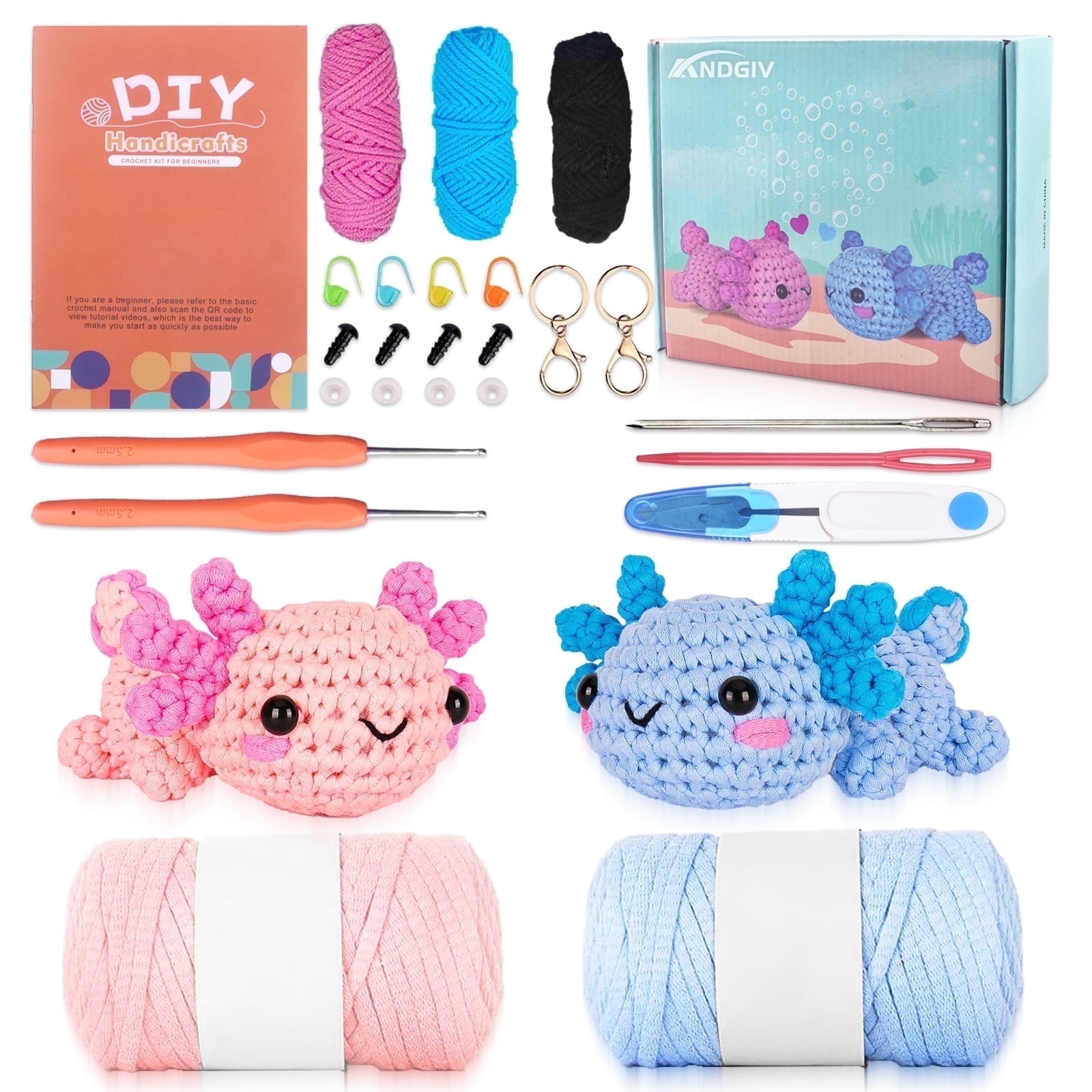 COODENKEY Crochet Kit for Beginners Adults, Amigurumi Crocheting Animal Kits, Beginner Knitting Set DIY Art Craft , with Step-by-Step Video Tutorials, Yarns, Hook, Gifts for Girls, Women