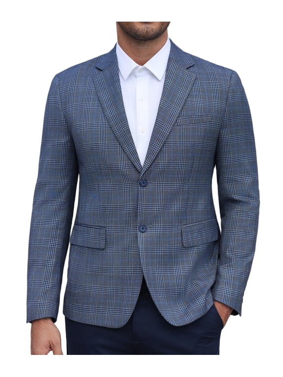 Mens Plaid Sport Coats, Two Button Lightweight Casual Blazer Stylish Suit Jacket for Daily Wedding