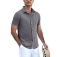 thumbnail image 1 of COOFANDY Men's Short Sleeve Button-Down Shirt, Lightweight Breathable Fabric Blend, Casual Business Comfort Fit, 1 of 7