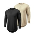 thumbnail image 1 of COOFANDY 2 Pack T Shirts for Men Long Sleeve Cotton Hipster Hip Hop Longline Crewneck Tee Shirts for Gym Workout Casual Fall Undershirts, 1 of 7