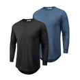 thumbnail image 1 of COOFANDY 2 Pack T Shirts for Men Long Sleeve Cotton Hipster Hip Hop Longline Crewneck Tee Shirts for Gym Workout Casual Fall Undershirts, 1 of 7