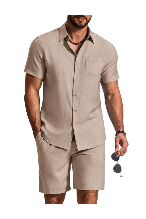 2 Piece Set for Men Cruise Outfits Set Mens Summer Vacation Outfit Short Sleeve Button Down Shirts