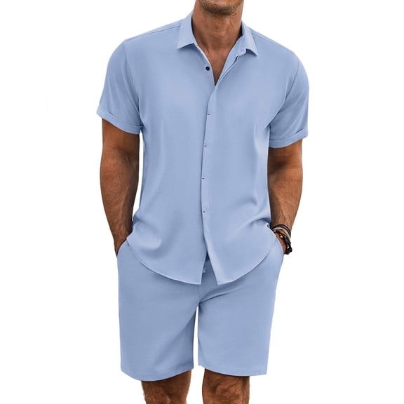 COOFANDY Beach Outfit for Men Matching Shorts and Shirt