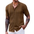thumbnail image 1 of COOFANDY Beach Shirts for Men Vintage Knit Casual Button Down Shirt Short Sleeve Summer Holiday Clothes, 1 of 6