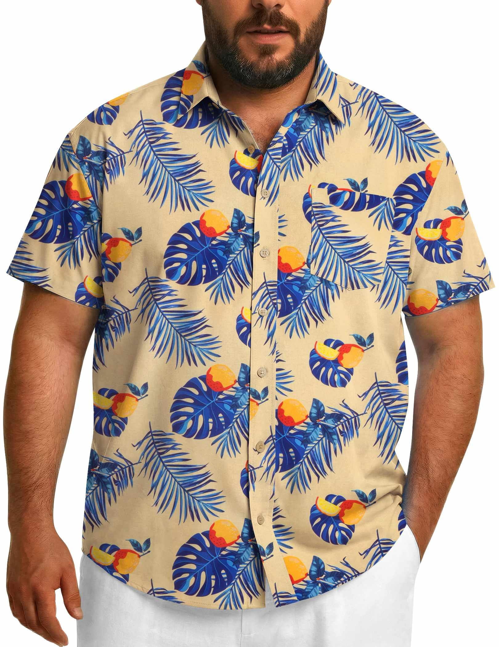 COOFANDY Big Men' Beach Shirts Short Sleeve Tropical Floral Button Down ...