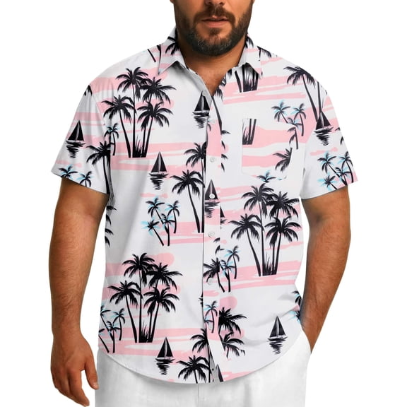COOFANDY Big & Tall Button Up Shirts for Men Short Sleeve Collared Untucked Shirts Wrinkle Free Summer Shirts