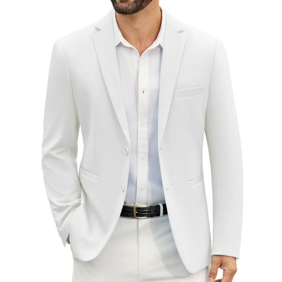 COOFANDY Mens White Suit Jacket Regular Fit Blazer Jackets Two Button Casual Sport Coat