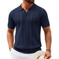 thumbnail image 1 of COOFANDY Black Polo Shirts for Men Textured V Neck Knit Polos Short Sleeve Casual Golf Shirts Fashion Polos, 1 of 6