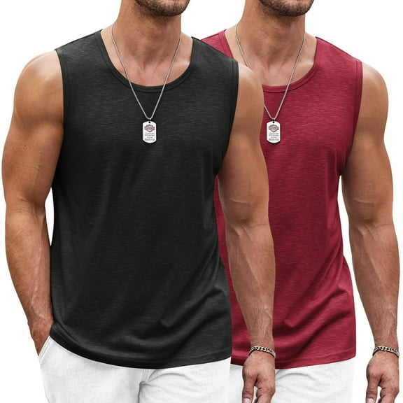 COOFANDY Soft Sleeveless Tank Shirt for Men 2 Pack Muscle T Shirt Workout Tank Top