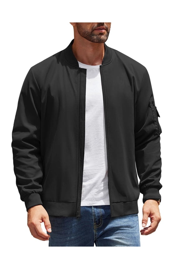 Bomber Jacket Men Casual Wind Breaker Jackets Lightweight Spring Fall Jacket Zip Up
