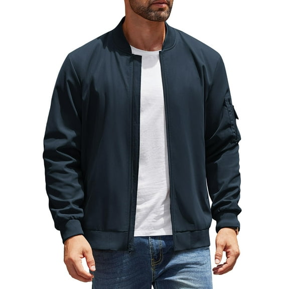 COOFANDY Bomber Jacket Men Casual Wind Breaker Jackets Lightweight Spring Fall Jacket Zip Up