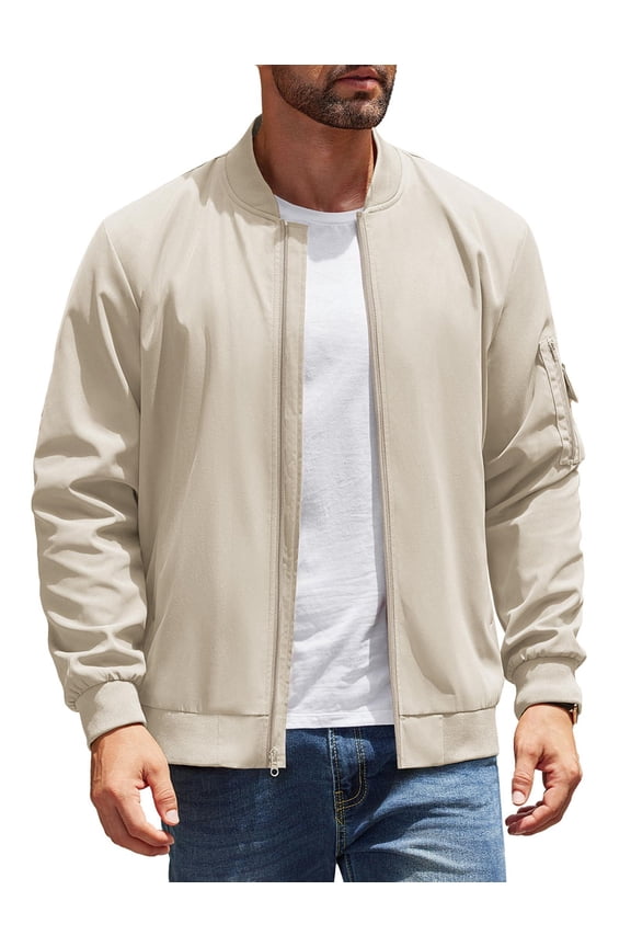 Mens Jackets Lightweight Casual Wind Breaker Zip Up Bomber Jacket Spring Outdoor Coat