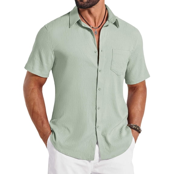 COOFANDY Button Down Casual Shirts for Men Beach Wear Summer Button up Short Sleeve Stylish Shirts