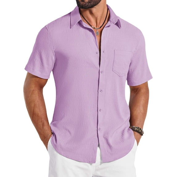COOFANDY Button Down Casual Shirts for Men Beach Wear Summer Button up Short Sleeve Stylish Shirts