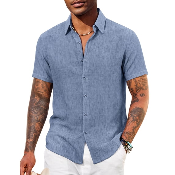 COOFANDY Button Down Shirts for Men, Short Sleeve Lightweight Summer Beach Cruise Resort Wear