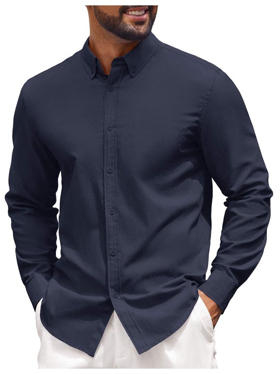 COOANDY Mens Dress Shirts Long Sleeve Casual Button Down Shirt Fall Shirts