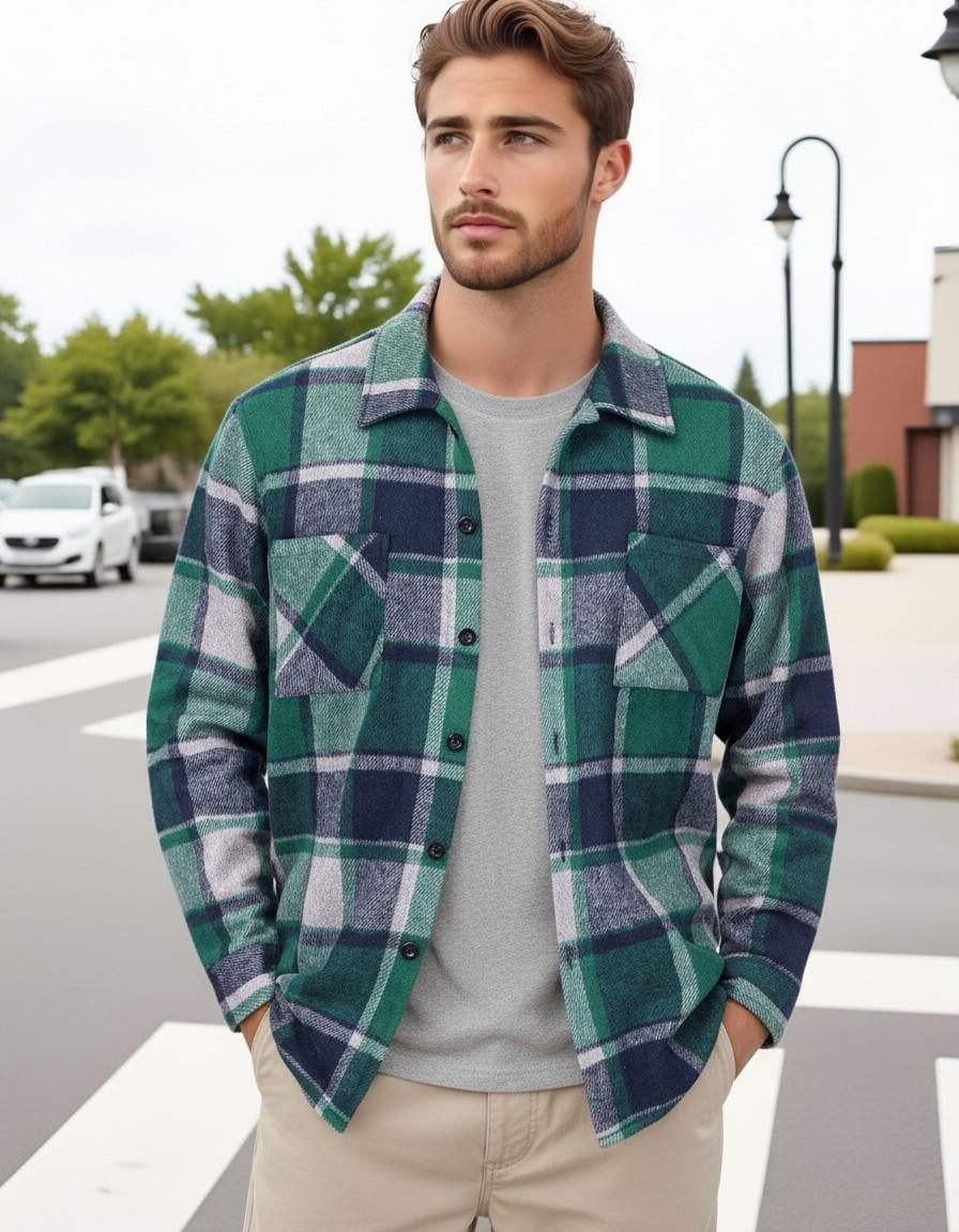 COOFANDY Casual Plaid Button Down Shacket for Men - Walmart.com