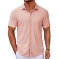 thumbnail image 1 of COOFANDY Casual Shirt for Men Button Down Shirts Short Sleeve No Tuck Shirts for Office Casual Wear, 1 of 6