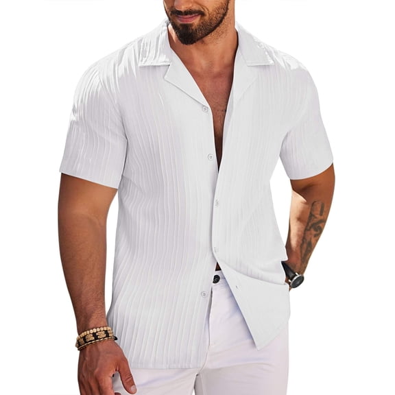 COOFANDY Mens Beach Shirt Short Sleeve Fashion Summer Beach Casual Shirts for Men Regular Fit