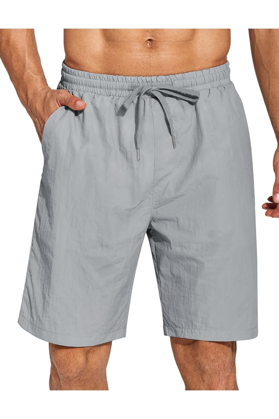 Casual Shorts for Men 8" Elastic Waist Drawstring Shorts Lightweight Regular Fit Beach Summer Shorts