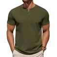 thumbnail image 1 of COOFANDY Cotton Mens Shirts Henley Summer Band Collar Shirts Men T Shirts Casual Stylish Button Closure, 1 of 5