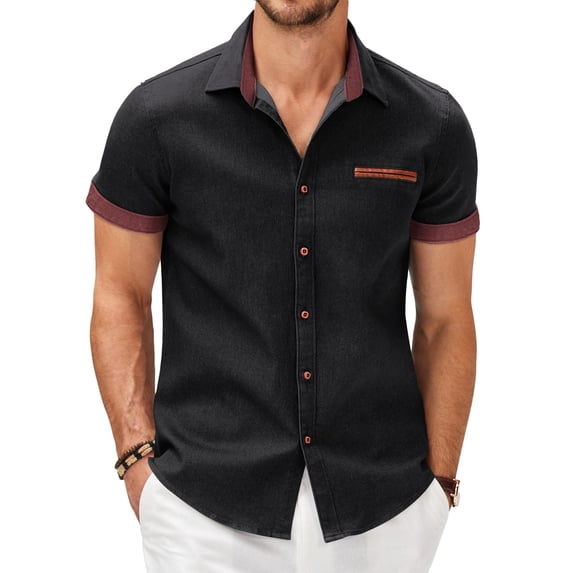 COOFANDY Mens Short Sleeve Dress Shirts Lightweight Casual Button Down Dress Shirt