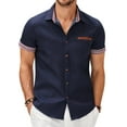 thumbnail image 1 of COOFANDY Mens Slim Fit Short Sleeve Button Down Shirts Summer Denim Shirt, 1 of 6