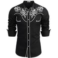 thumbnail image 1 of COOFANDY Cowboy Shirts for Men Long Sleeve Western Shirt Embroidered Button Up Shirts, 1 of 6