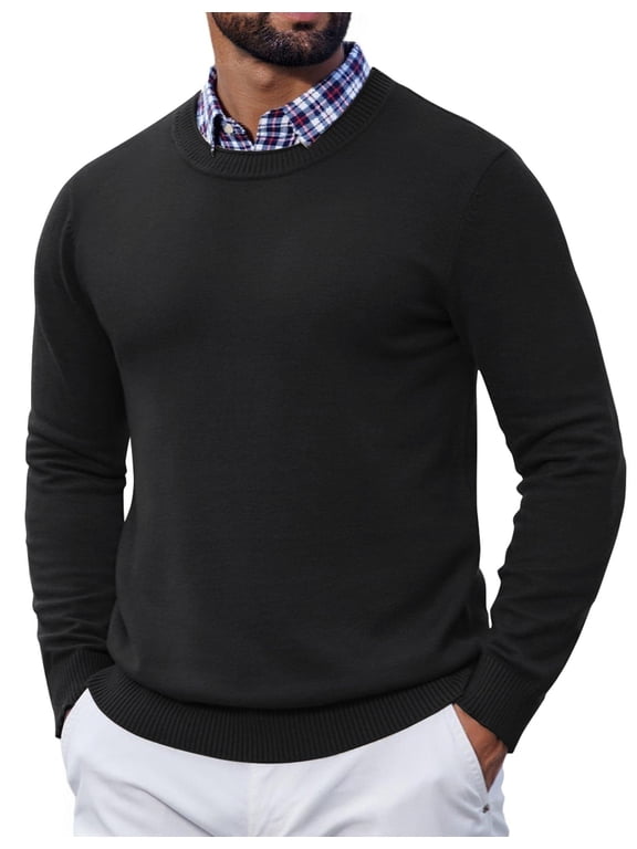 Crew Neck Sweater for Men Pullover Sweatshirts Long Sleeve Business Casual Sweaters