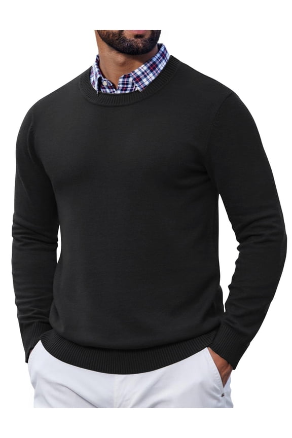 Crew Neck Sweater for Men Pullover Sweatshirts Long Sleeve Business Casual Sweaters
