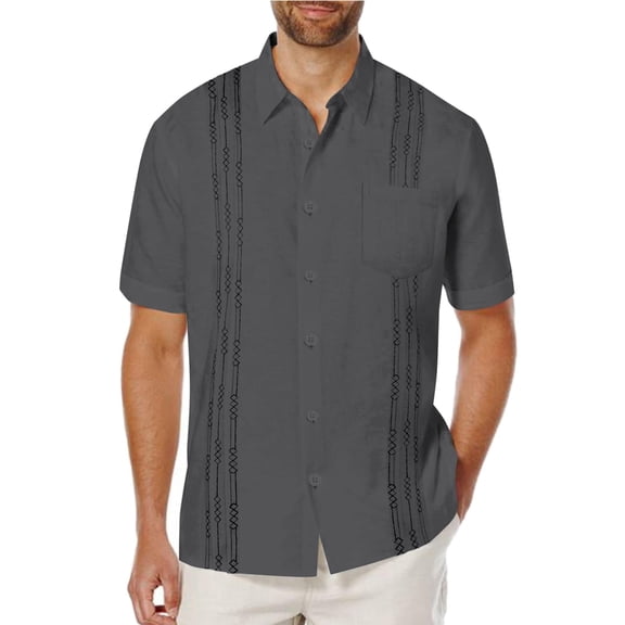 COOFANDY Mens Beach Wedding Shirt Cuban Guayabera Short Sleeve Cotton Linen Resort Shirts