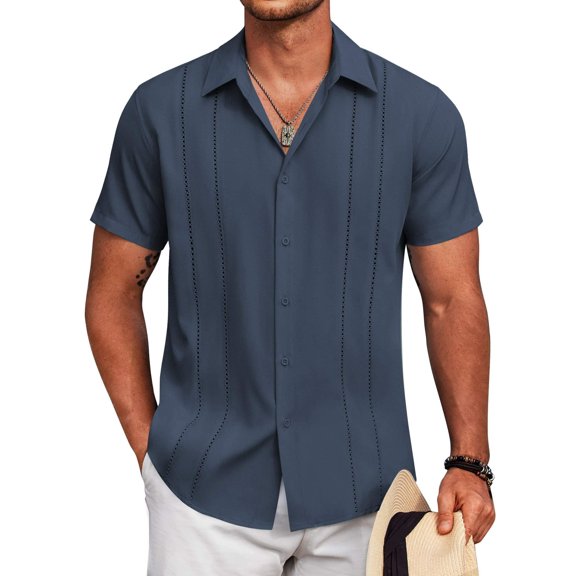 COOFANDY Cuban Shirts for Men Short Sleeve Summer Shirts Casual Button Down Shirts