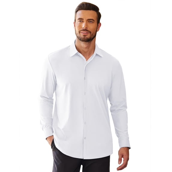 COOFANDY Dress Shirts for Men Stretch Wrinkle-Free Formal Shirt Long Sleeve Button Up Shirt