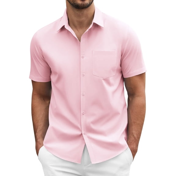 COOFANDY Dress Shirts for Men Summer Short Sleeve Light Weight Collared Formal Business Meeting Shirts with Pocket