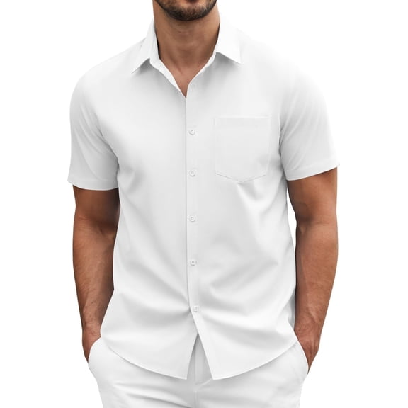 COOFANDY Dress Shirts for Men Summer Short Sleeve Light Weight Collared Formal Business Meeting Shirts with Pocket