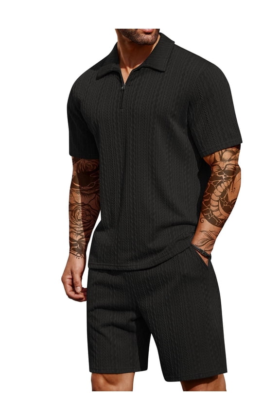 Fashion Men's Tracksuits 2 Piece Casual Athletic Jogging Outfits Short Sleeve Track Suits for Men Set