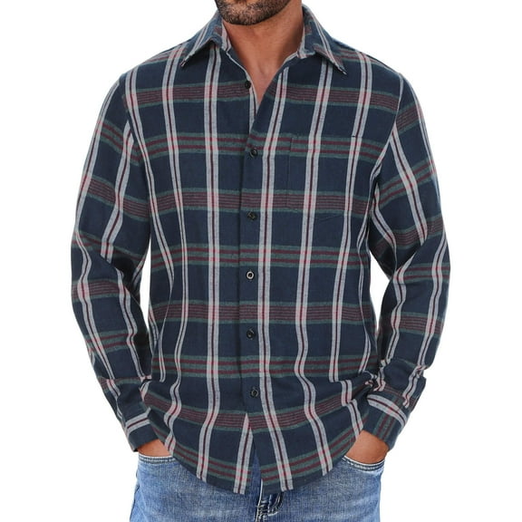 COOFANDY Flannel Shirts for Men Long Sleeve Button Up Shirt with Pocket Untucked Shirts for Men