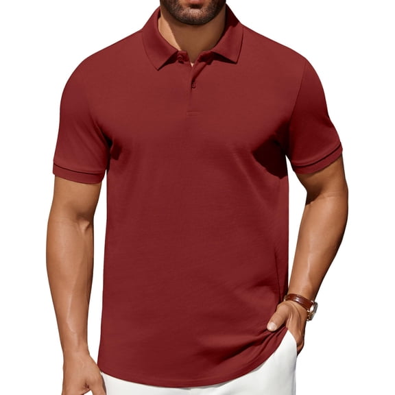 COOFANDY Golf Polos for Men 100% Cotton Polo Shirt Mens Tops Collared Shirts Short Sleeve Dress Polo Button Shirts Business Casual Polo
