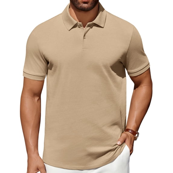 COOFANDY Golf Polos for Men 100% Cotton Polo Shirt Mens Tops Collared Shirts Short Sleeve Dress Polo Button Shirts Business Casual Polo