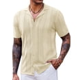 thumbnail image 1 of COOFANDY Knit Polo Shirts Short Sleeve Summer Casual Beach Button Down Shirt for Men, 1 of 7