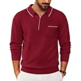 thumbnail image 1 of COOFANDY Knit Polo for Men Long Sleeve Collared Sweater Polo Business Casual Polos with Pocket, 1 of 10