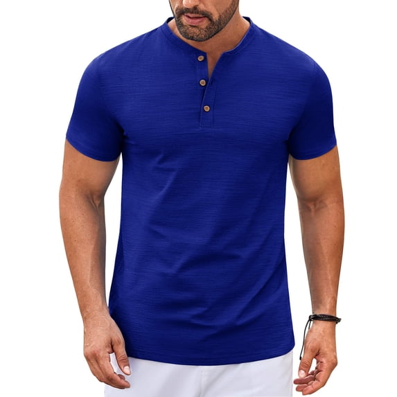 COOFANDY Lightweight Henley Shirts for Men Short Sleeve Button Up T Shirts Stretch Casual Shirt