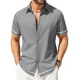 thumbnail image 1 of COOFANDY Linen Shirts for Men Cuban Casual Stylish Summer Button Shirts Short Sleeve Linen Textured Shirts, 1 of 6