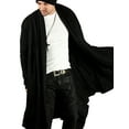 thumbnail image 1 of COOFANDY Long Hooded Cardigan Ruffle Shawl Collar Open Front Lightweight Drape Cape Overcoat with Pockets, 1 of 9
